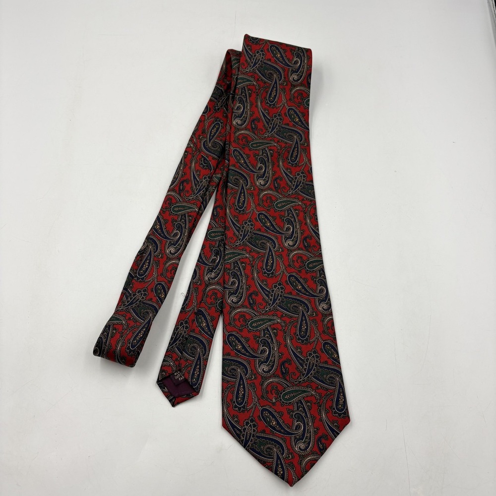 Bert Pulitzer Tie Mens One Size Red Silk Paisley Signature Collection Necktie
